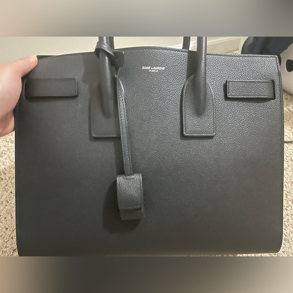 Grained Calfskin Small Sac De Jour Black